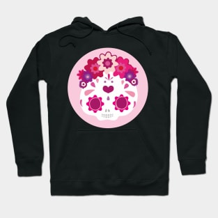 Kawaii mexican sugar skull adorable pink flower headband cute day of the dead Hoodie